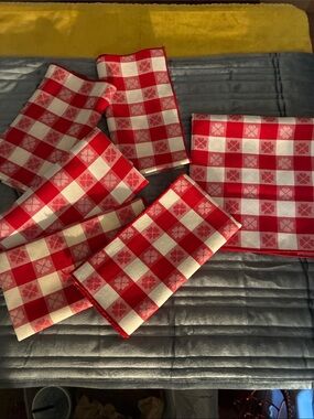 Red Gingham Cotton Napkin Set by